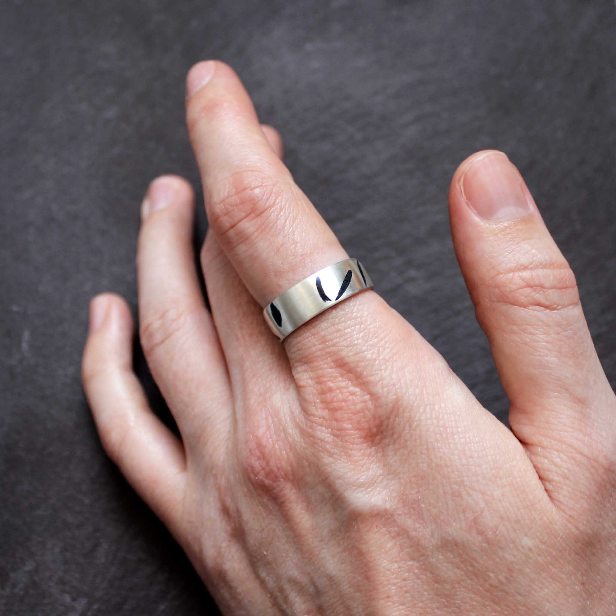 Slim Sterling Silver and Black Enamel Inlay Ring